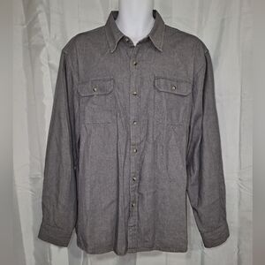 Wrangler Western Premium Quality Shirt Men's XL Gray 2-Pkt Button-Down Long-Slv
